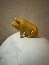 WhistlePig Whiskey Statue Pig Figure Figurine Gold Rubber Plastic Toy Advert 2"