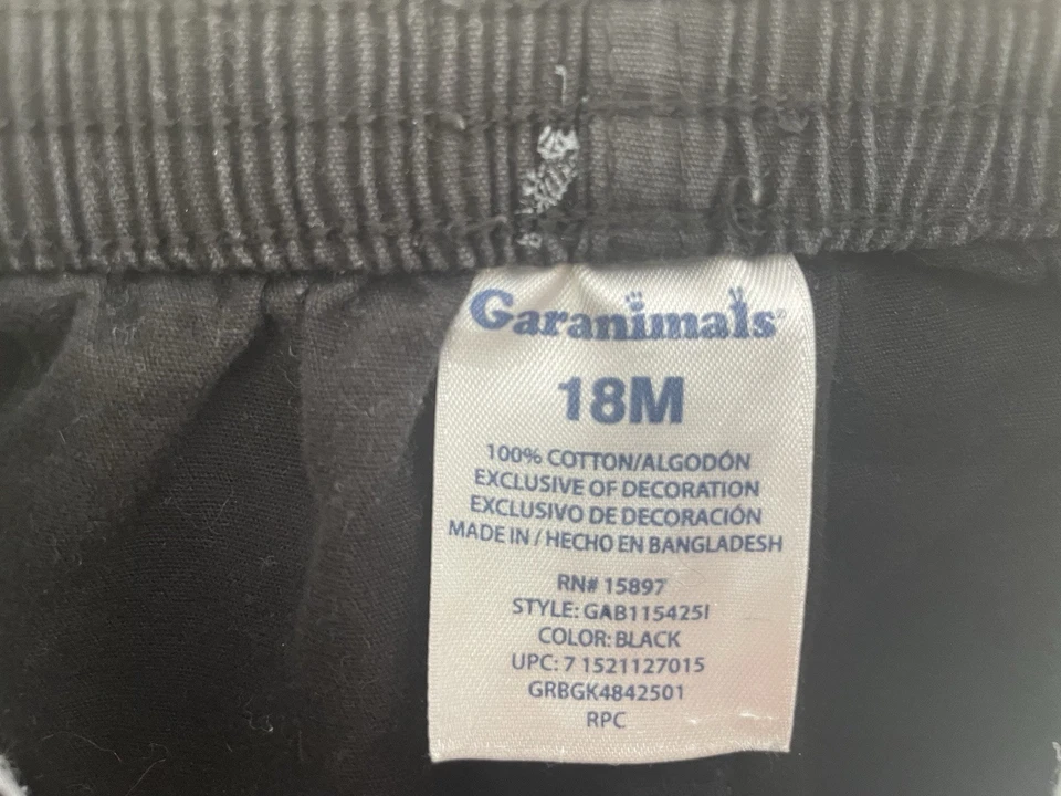 Pantalones Cortos Garanimals Bebé Niño Dinosaurios 100% Algodón Cintura Elástica Negro 18M Foto 2 de 4