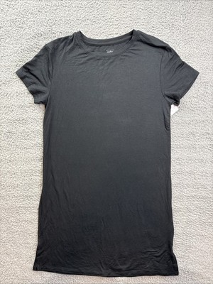 Auden Womens XS Black Short Sleeve Cloud Knit T-Shirt Dress Nightgown