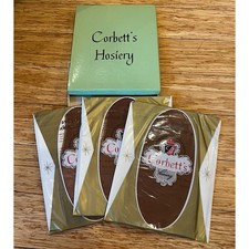 Vtg NOS Nylon Stockings 3 Pairs Corbett  s Hosiery 50/60s Small Prop In Orig Box