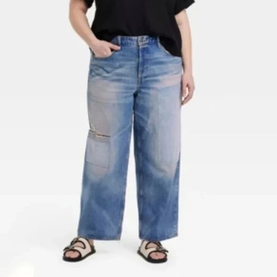 NWT Universal Thread 90's Baggy Mid Rise Patchwork Jeans Size 16