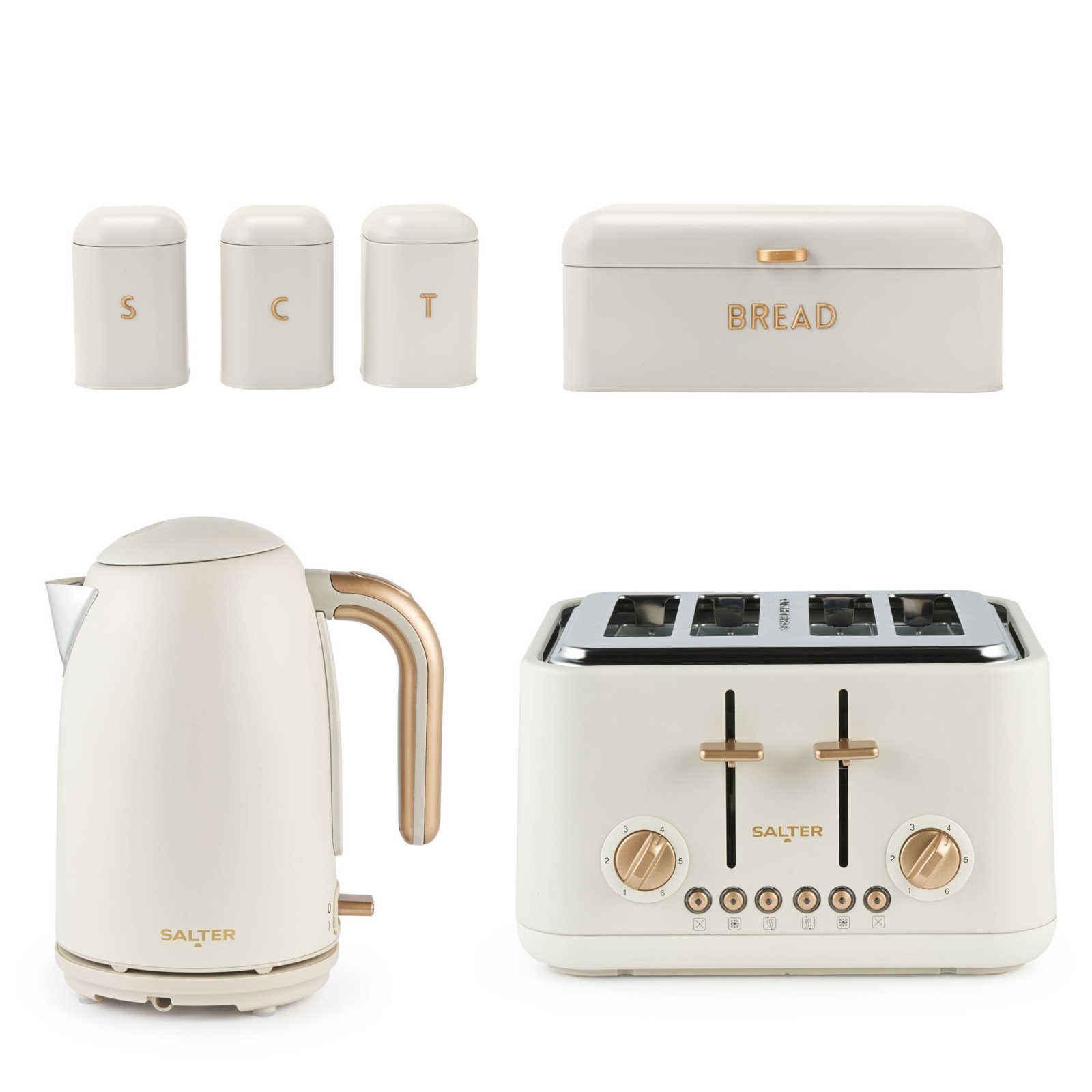 Salter Stone Pebble Kettle, Toaster & Countertop Set 1.7L Fast Boil Kettle