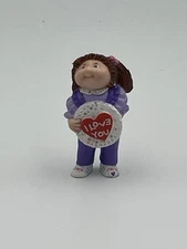 Vintage Cabbage Patch Kids PVC Figure I Love You Girl Flowers 2.5" 1984 Purple
