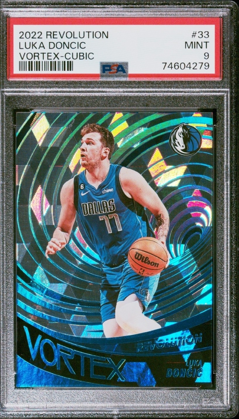 LUKA DONCIC 2022-23 Panini Revolution Vortex #33 CUBIC Parallel #/50 PSA 9