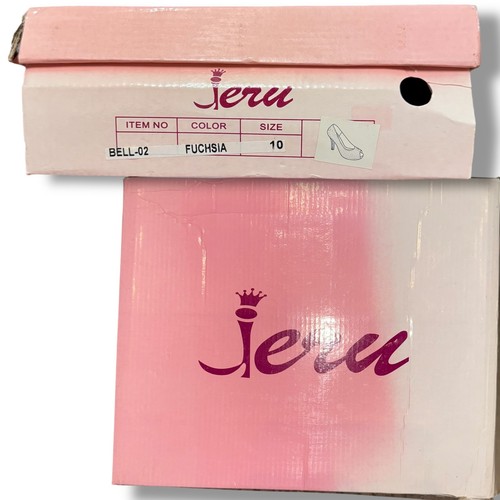 Jeru Rhinestone Platform Heels Open Toe Stiletto Fuchsia Pink Size 10 - Picture 2 of 13