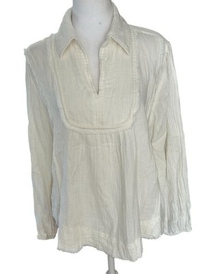 Industry Republic Gauze Top. Peasant Sleeves, Unfinished Hem Sz L