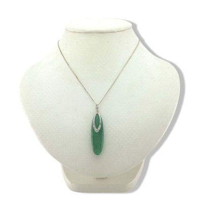 14K massiver Gold Diamant grüne Jade Anhänger