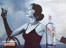 SMIRNOFF VODKA 1994 Sensual Dama con un tatuaje de rosa anuncio impreso original