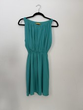 Alice + Olivia Teal Green Blue Silk Mini Dress Size Small Sleeveless Lined