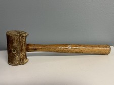 Vintage Rolled Rawhide Mallet with Wooden Handle