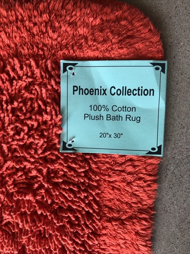 100% Cotton Orange Bath Shag Rug Washable Plush Rug 20โx30โ Phoenix Collection - Picture 3 of 13