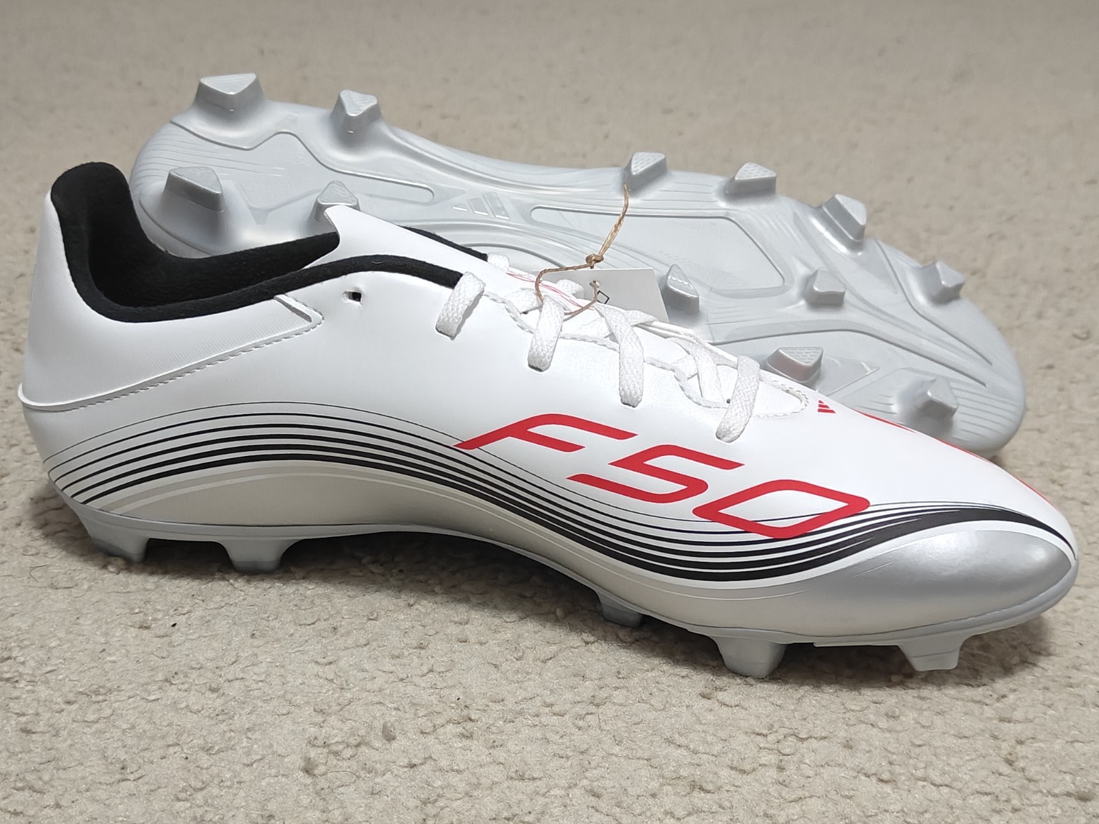 Adidas F50 Messi Club FG/MG Men's Soccer Cleats White Silver JP7443 Multiple Sz thumbnail 2