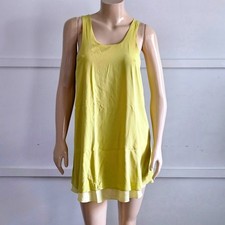 Alice + Olivia Yellow Layered Hem V-Back Sleeveless Mini Shift Dress Womens S