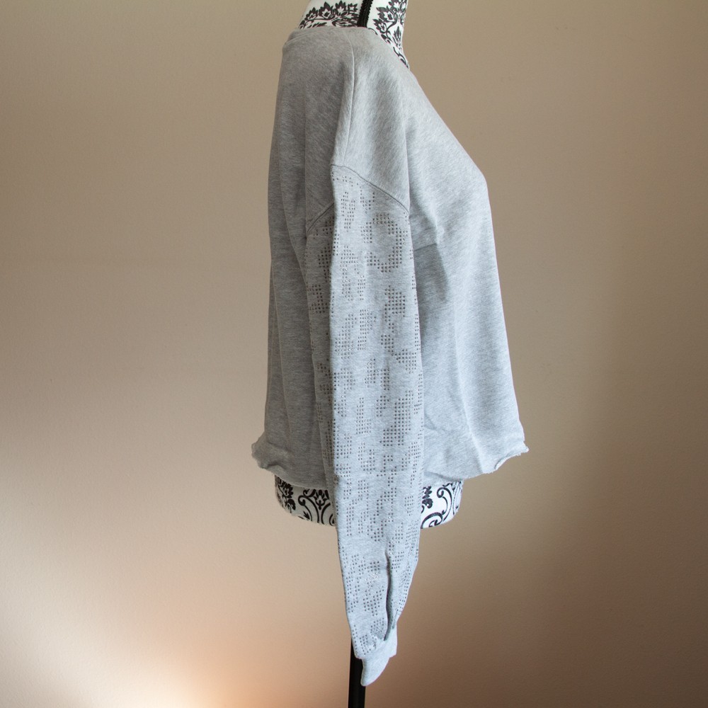 I.N.C International Concepts Embellished-Sleeve Pullover Sweatshirt - Gray - XL