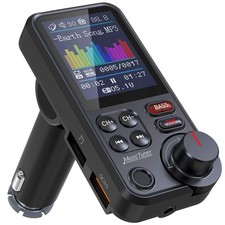 Nulaxy KM30 Bluetooth Car Adapter, FM Transmitter with 1.8" Color Screen, Hands-