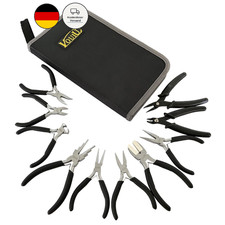 Schmuckzangen-Set 10-teilig f&uuml;r Perlenarbeiten, Crimpen, Schwarz, ergonomisch