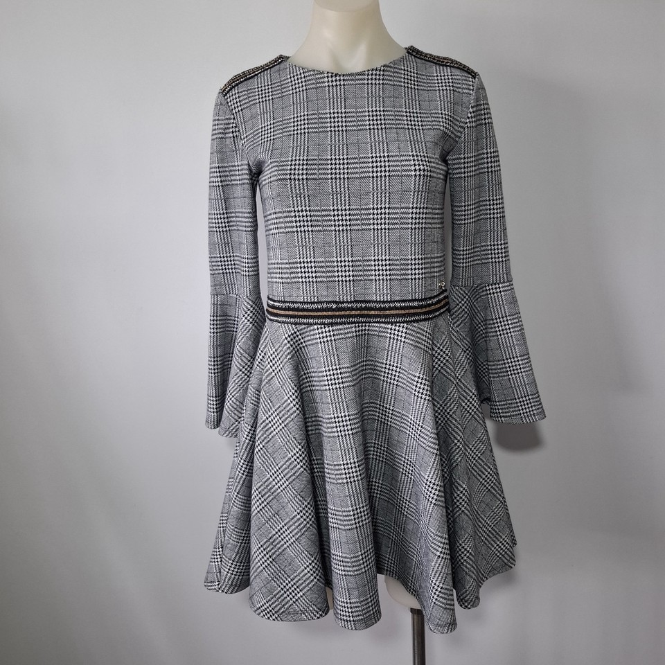GUESS Size 14 Houndstooth Fit & Flare Dress
