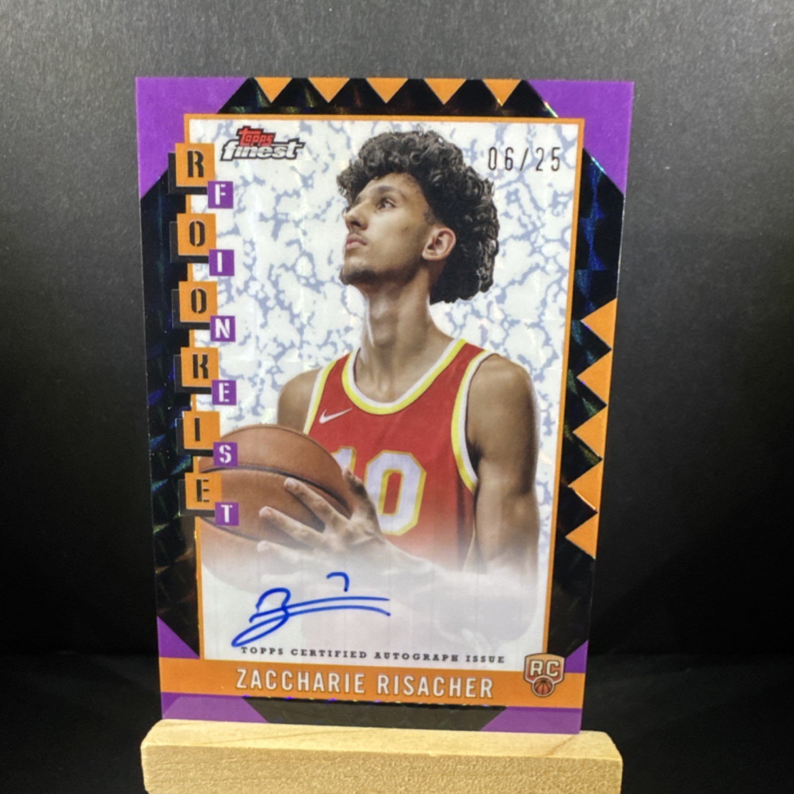 Topps Finest Zaccharie Risacher Rookie Auto Hawks #RFA-ZR 06/25
