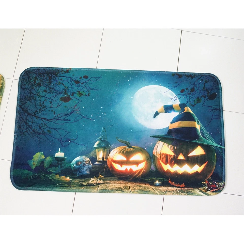3 in 1 Halloween Kürbis Hut Muster Bad Mat Set Rutschfeste Waschraum Teppich - Bild 2 von 4