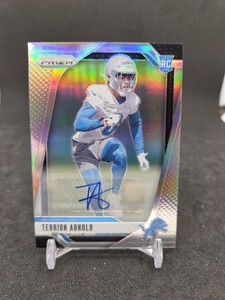 Terrion Arnold 2024 Panini Prizm Silver Prizm Rookie Auto  (RC) #389 Lions