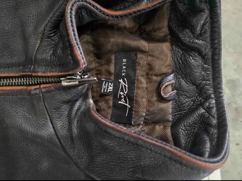 Schwarze Nieten Leder Motorradjacke XXL - Bild 3 von 4