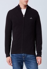 Gant Black Pique Zip Cardigan Cotton Mens Size XL NEW