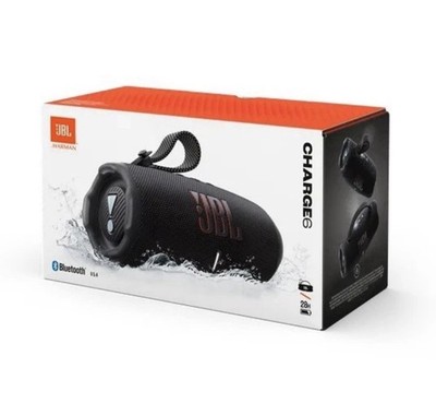 JBL Charge 6 Portable Waterproof Bluetooth Speaker with Carrying Strap (Black)
