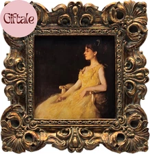 4X4 Vintage Small Picture Frame, Antique Ornate Bronze Gold Square Photo Frame,