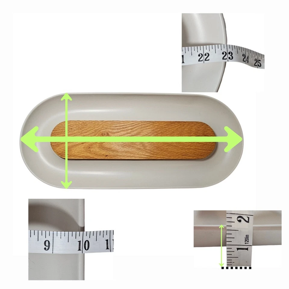 Country Road Home XL 23" Stoneware & Wood Cutting Board Serving Platter Plate - Image 4 of 4