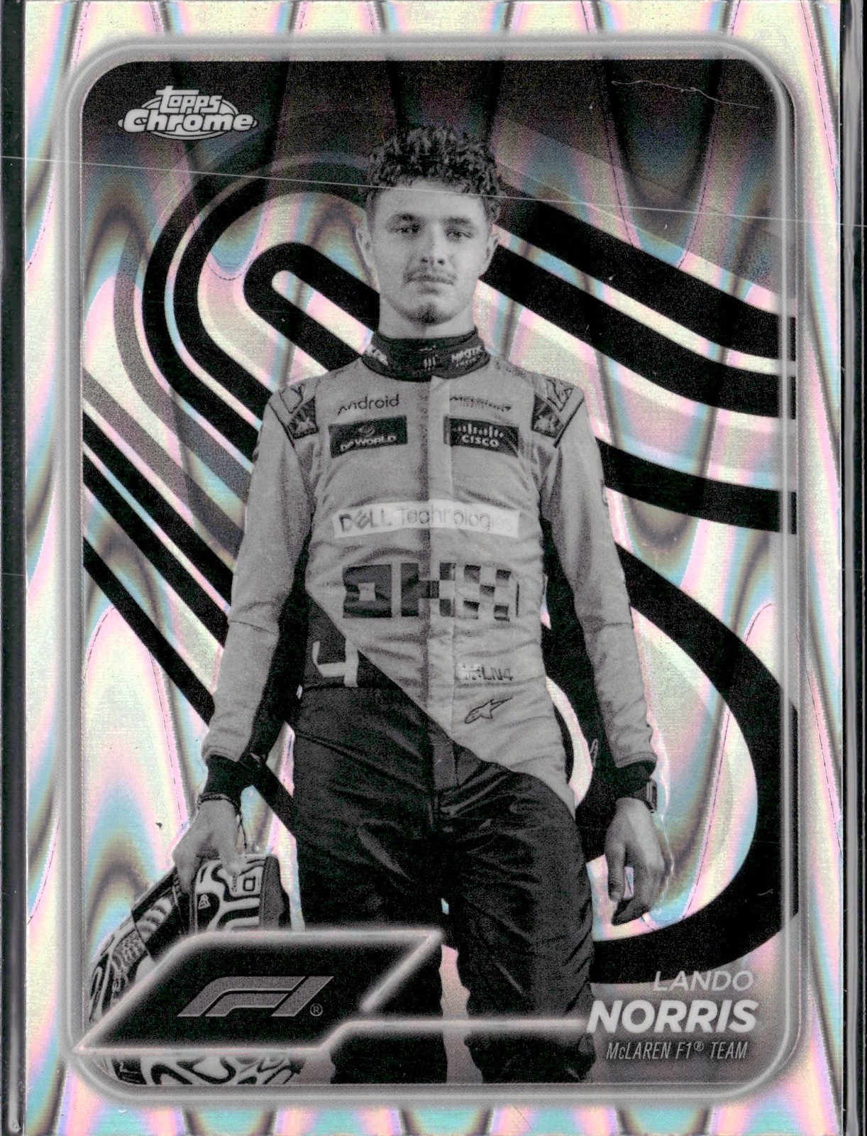 2024 Topps Chrome Formula 1 - Lando Norris #7 Black & White RayWave Refractor