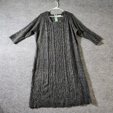 Women's Pink Rose Sweater Dress Black 3/4 Sleeve Size 3XL Zippered Back 