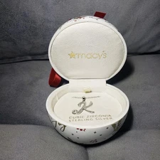 Giani Bernini Ornament Box with Cubic Zirconia Sterling K Initial 18" Pendant 