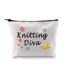 Knitting Bag Crochet Cosmetic Pouch Diva Gift Lover Craft Organizer Case