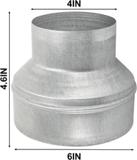 Duct Reducer Connector Adapter Air Ducting Pipe Vent Hose 6''to 4'' Silver