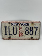 Vintage New York Statue of Liberty License Plate ILU 887 I Love You Gift Rustic 