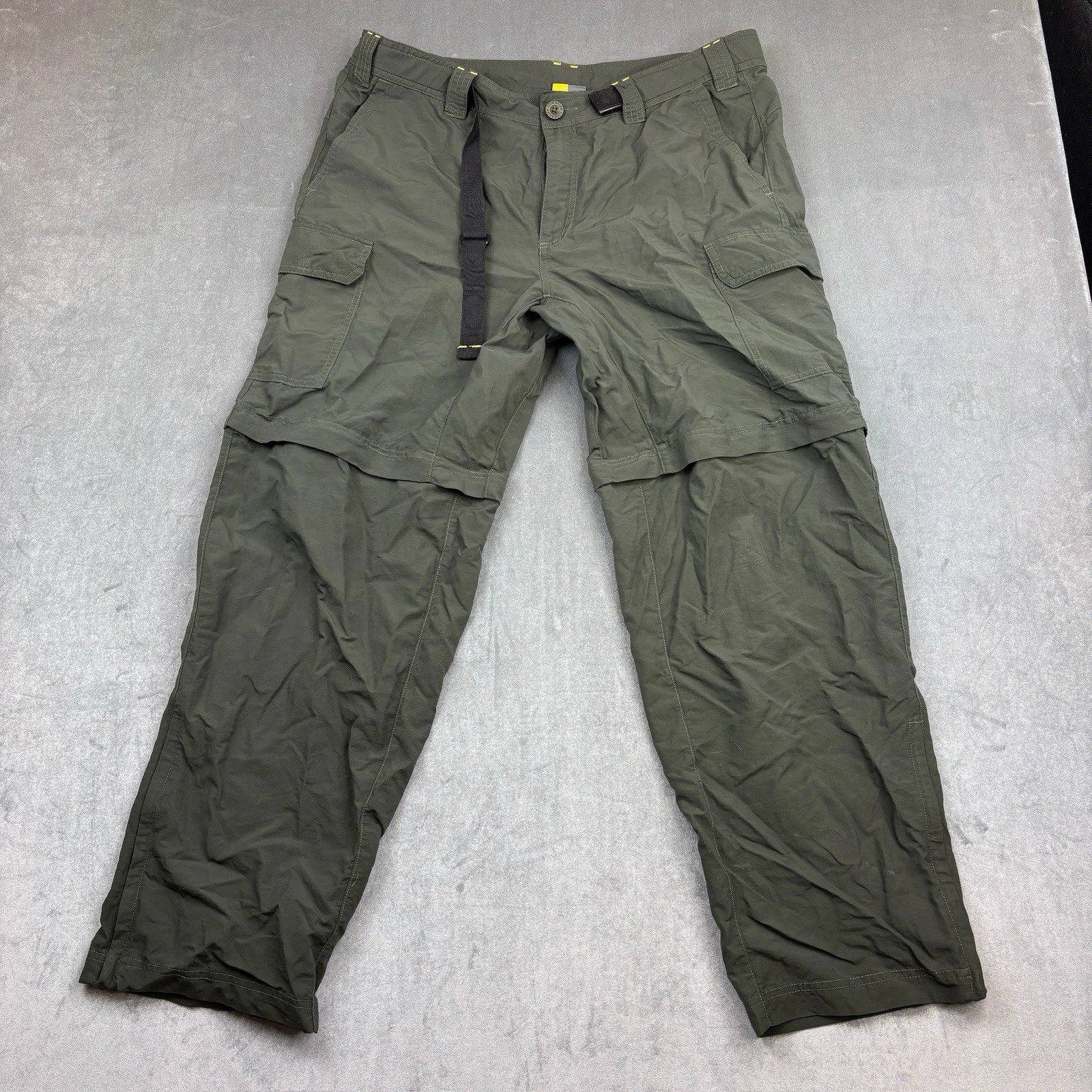 Eddie Bauer Travex Cargo Pants Green Convertible Hiking Mens 38x32 Utilit