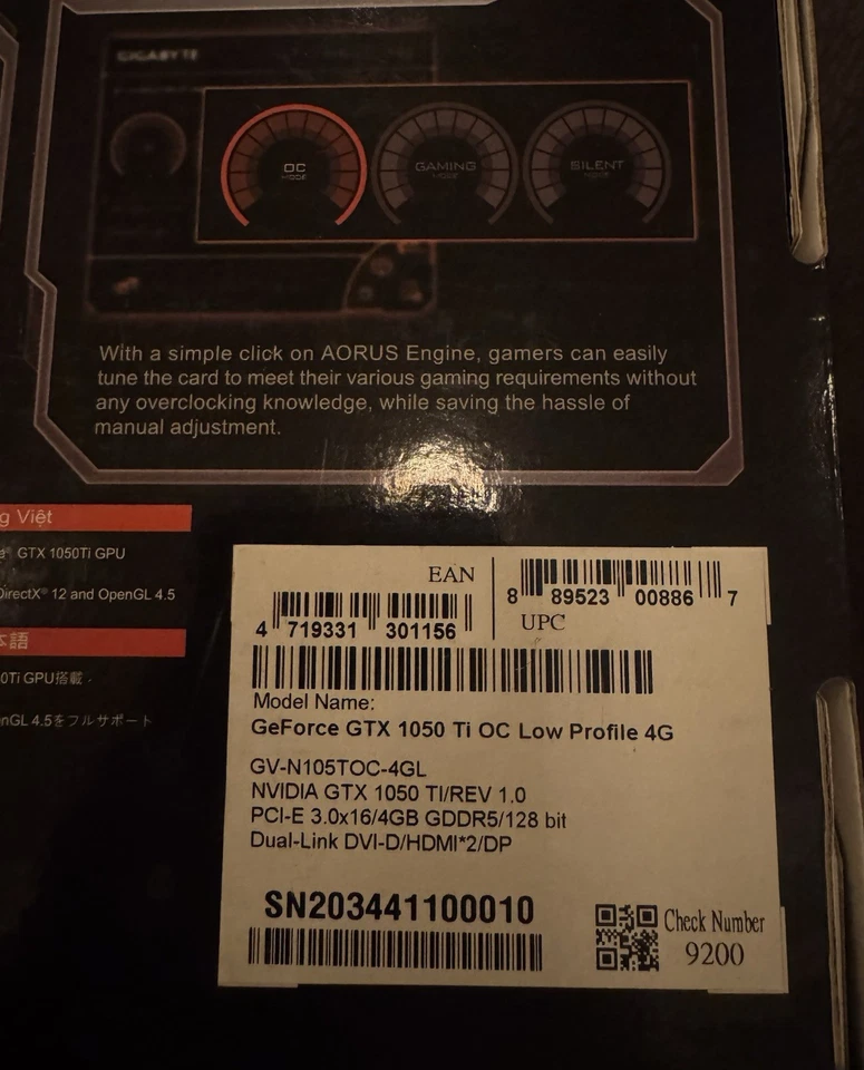 GIGABYTE GeForce GTX 1050 Ti 4GB GDDR5 Graphics Card (GV-N105TOC-4GL) - Image 2 of 3