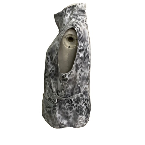 Zenergy by Chico's Vest Womens 2 Gray White Leopard Print Full Zip Size 2 - Picture 2 of 6