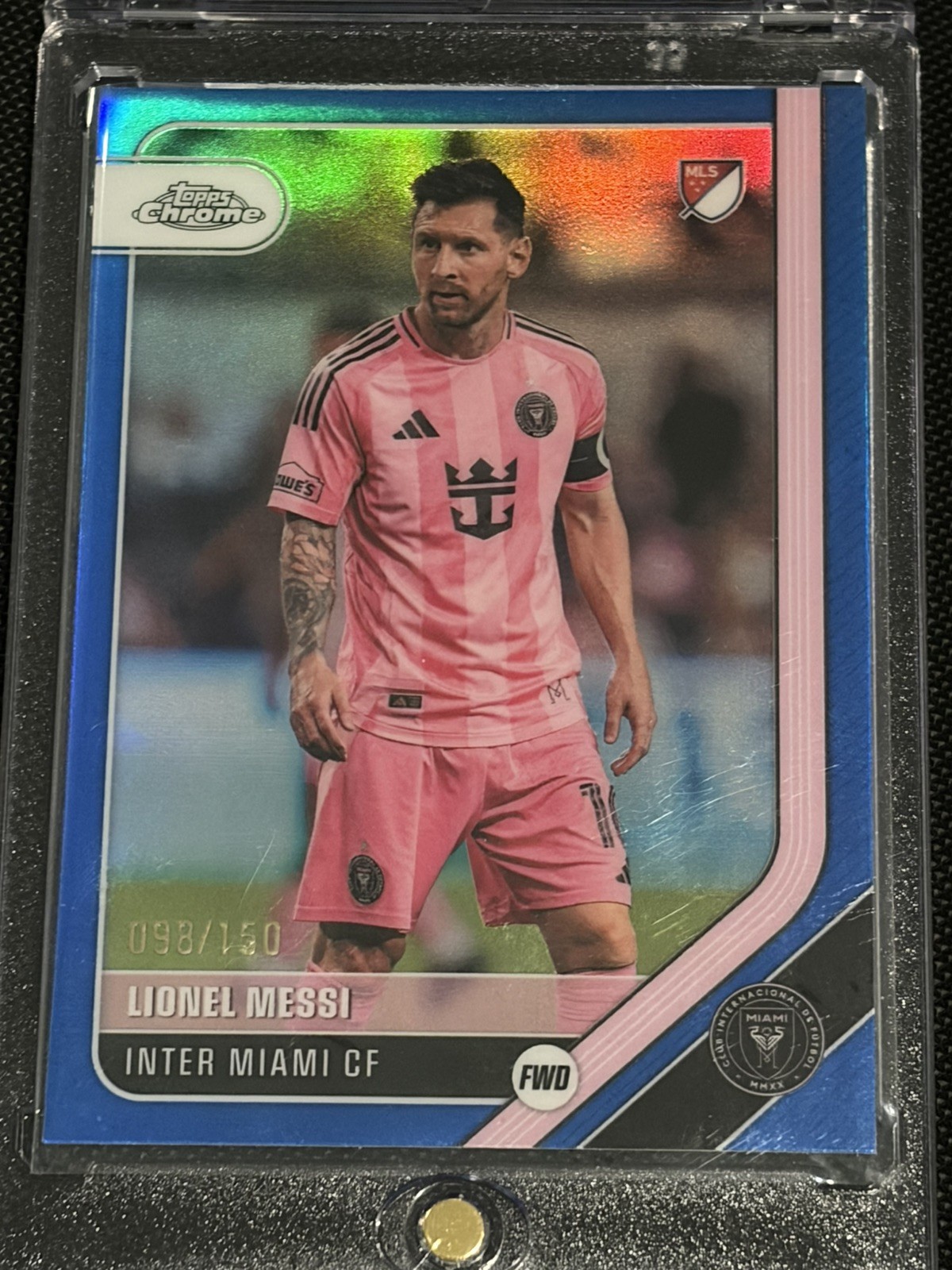 Lionel Messi Blue Refractor /150 098/150 2026 Topps Chrome MLS #10 Inter Miami