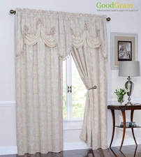 Georgina Clipped Jacquard Curtains & Valances - Assorted Colors & Sizes