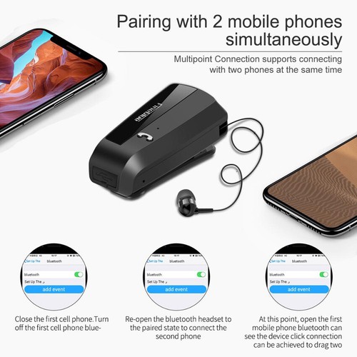 FineBlue F990 Earphone Vibrate Clip Wireless Retractable Headset Bluetooth5.0 - Picture 4 of 11