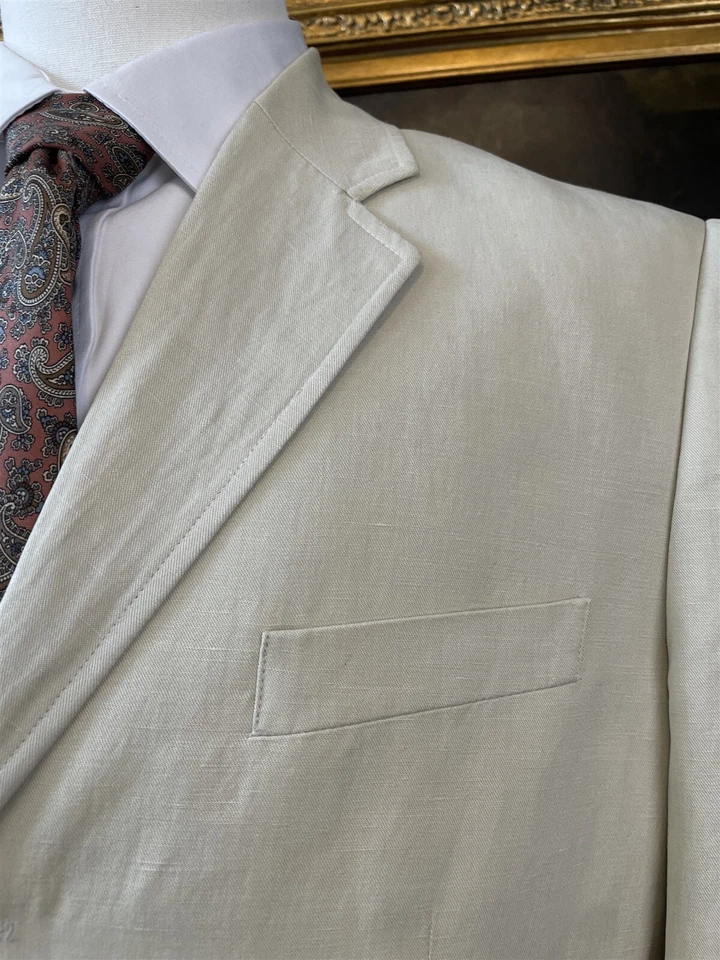 Jaqueta Blazer Tasso Elba TAM L 42L Bege Poli Toque Macio Punhos de Cirurgião 2Btn - Imagem 2 de 4