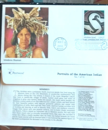 NATIVE AMERICAN INDIAN MIMBRES SHAMAN  2004 FLEETWOOD CACHET FDC UNADDR