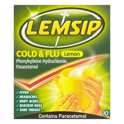 Lemsip Cold & Flu Lemon Flavor 10 Sachets