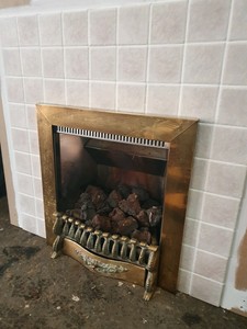 Lpg Gas Fire Fireplace With Tiled Surround Coal Fire Brass Frame