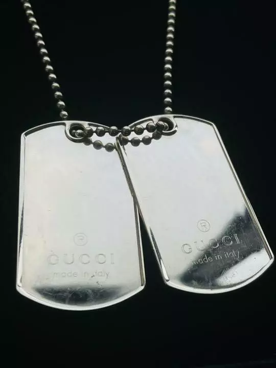 Excellent GUCCI Sterling Silver Dog Tag Pendant Necklace No Box | eBay