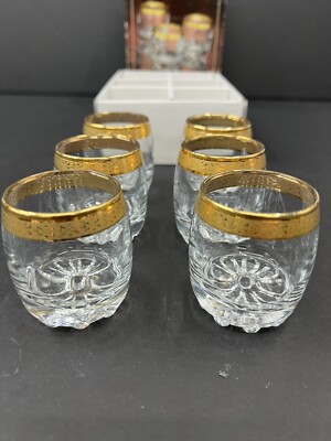 Circleware Shot glass Boxed Set (6) 2oz Classique Etched Gold Rim