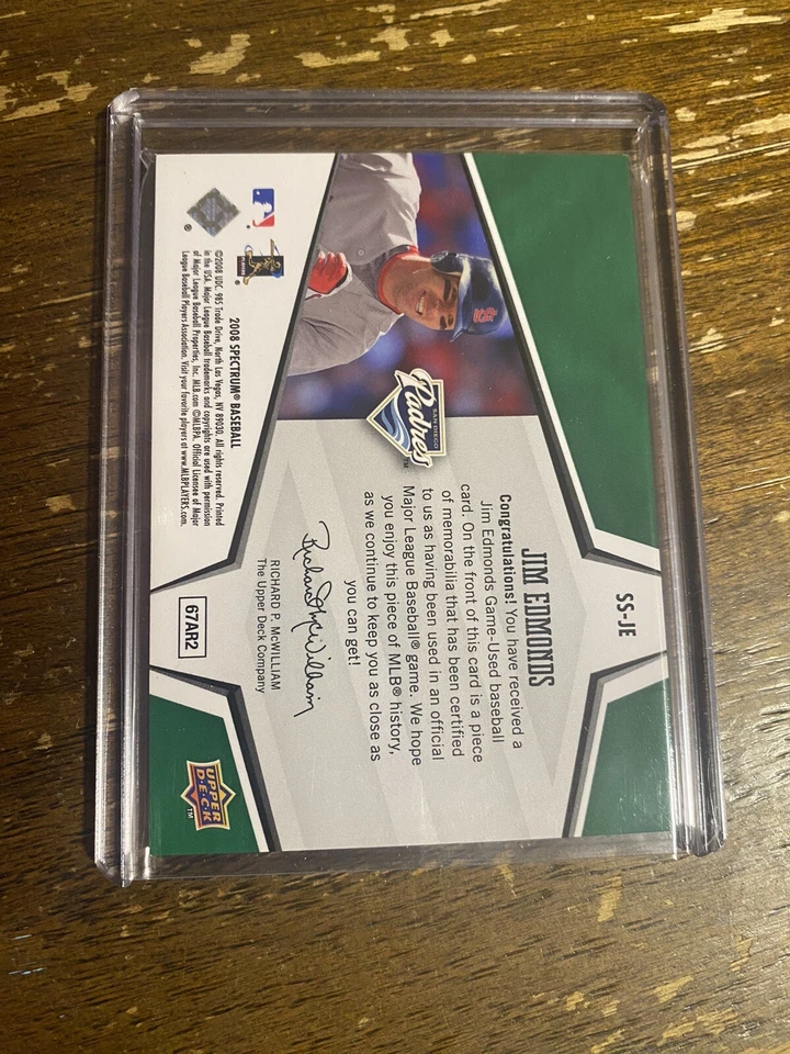 2008 Upper Deck Jim Edmonds Jersey Patch Relic /15 Baseball Card Swatch - Image 2 of 2