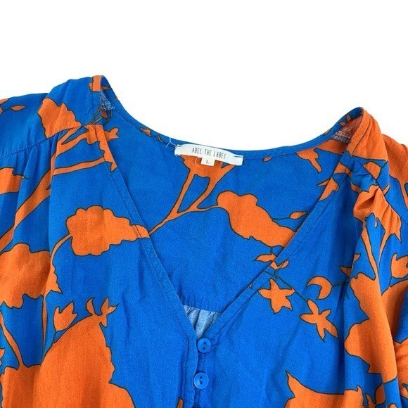 Large Abel the Label Blue and Orange Midi Hi Low Floral Dress | eBay