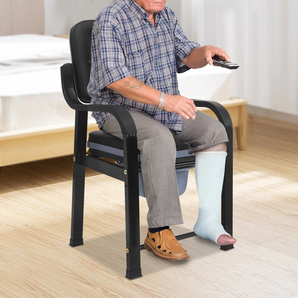 250kg/551lbs Heavy Duty Bedside Commode Seniors Adults Elderly Toilet Chair - Image 2 of 4
